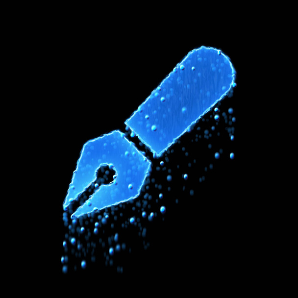 Wet symbol pen fancy is blue. Water dripping  - Photo, Image