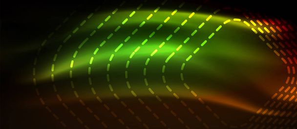 Neon szögletes alakzatok vonalak izzó fény háttér - Vektor, kép