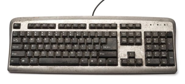 dirty keyboard on a white background - Photo, Image