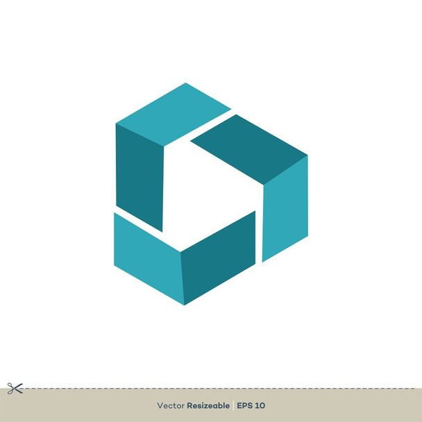 Plantilla de logotipo de botón de juego cúbico triángulo
 - Vector, imagen