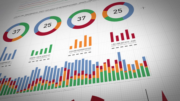 Estadísticas de Negocios, Datos de Mercado e Infografías Diseño Pack / animación 4k de un conjunto de informes y análisis de datos de mercado y de negocios de diseño, con infografías, estadísticas de barras, gráficos y diagramas
 - Metraje, vídeo