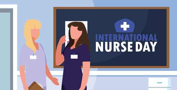 grupo internacional de enfermeiros dia de profissionais do sexo feminino
 - Vetor, Imagem