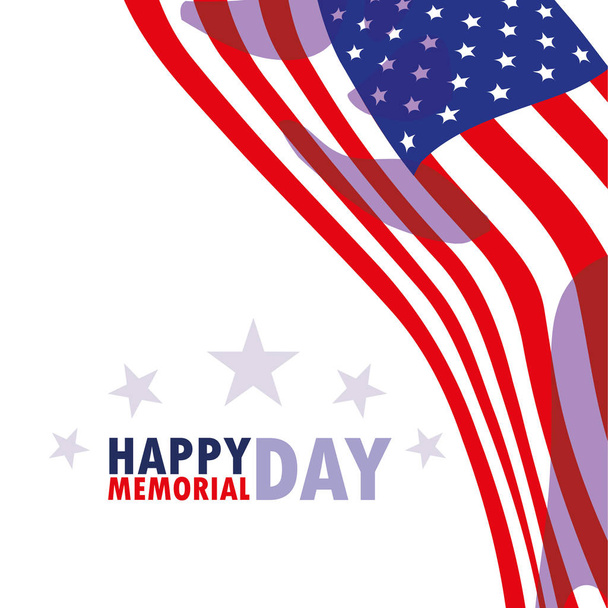 щаслива листівка дня пам'яті з прапором США
 - Вектор, зображення