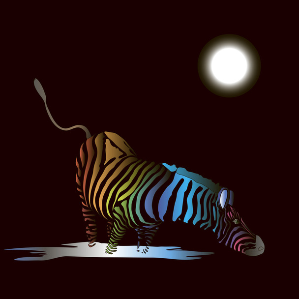 Zebra met gekleurde strepen. vector - Vector, afbeelding