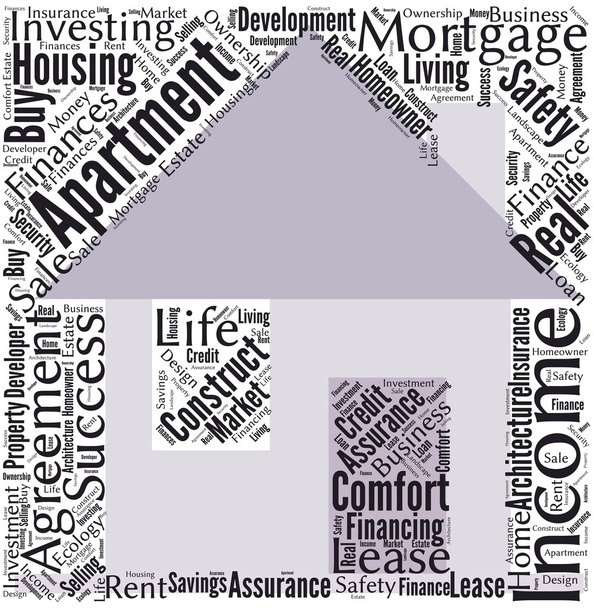 Word cloud in a shape of house with business terms - Vector, Image