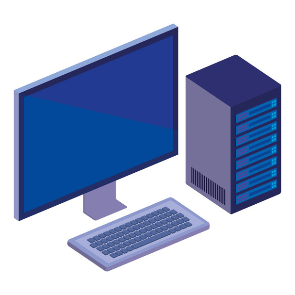 desktop computer isometric icon - Vector, Image