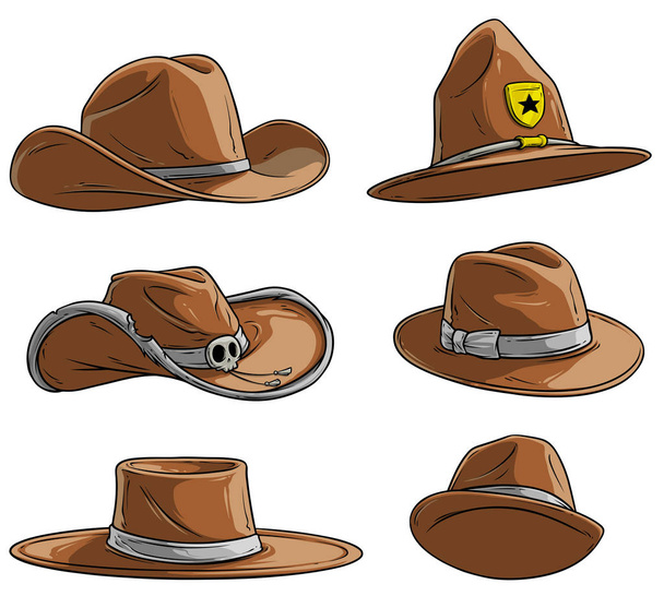 Set di icone vettoriali per cappelli e cappelli diversi da cartone animato
 - Vettoriali, immagini