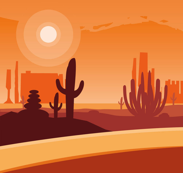 desierto paisaje escena icono
 - Vector, Imagen