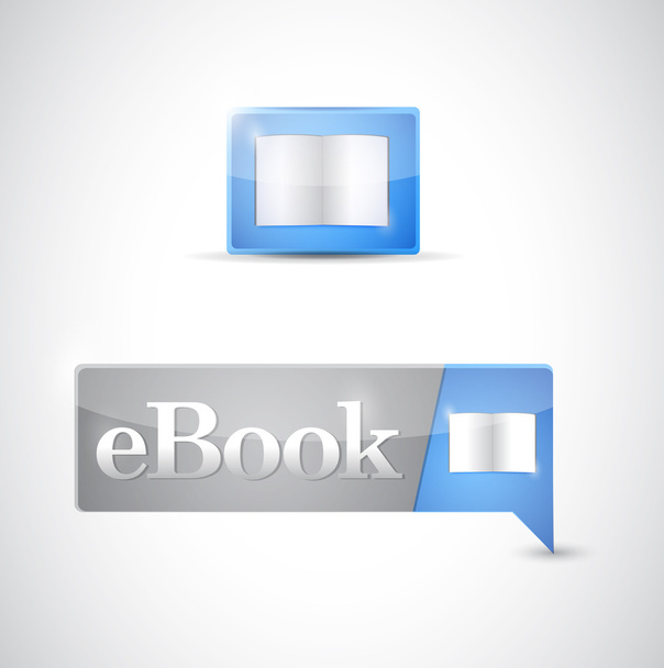 Ebook icon button blue download - Foto, Imagen