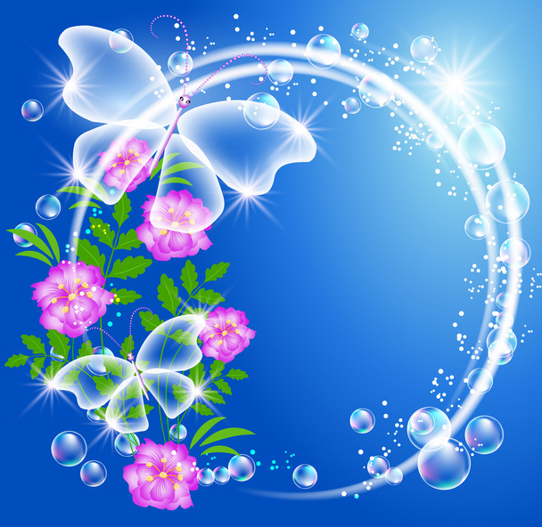 Butterfly and flowers - Vector, Image