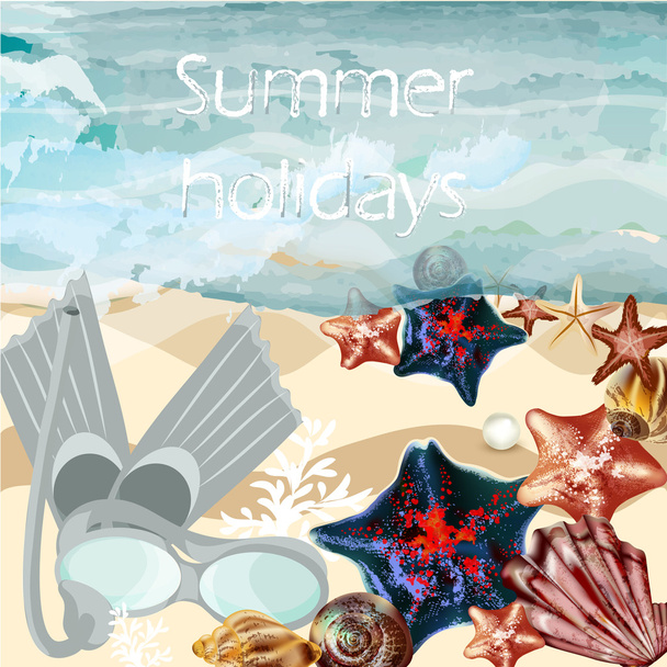 Summer holidays on a sea with active rest - Vector, Image