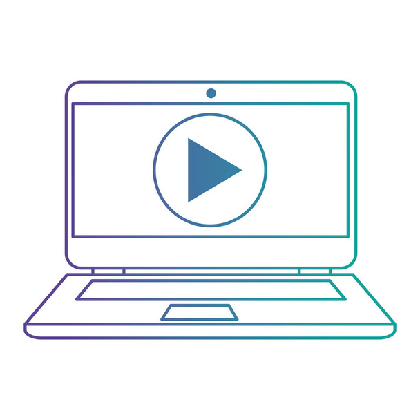 laptop with media player button - Vector, Image