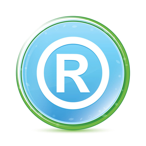 Ícone de símbolo registrado aqua natural ciano azul botão redondo
 - Foto, Imagem