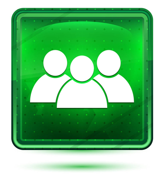 Grupo icono neón luz verde botón cuadrado
 - Foto, Imagen