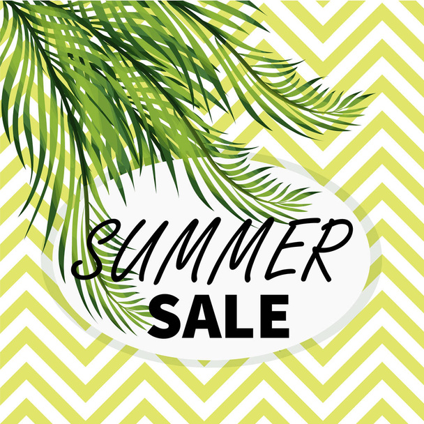 Modèle vectoriel de médias sociaux de vente d'été, Bannière avec feuilles de palmier
. - Vecteur, image
