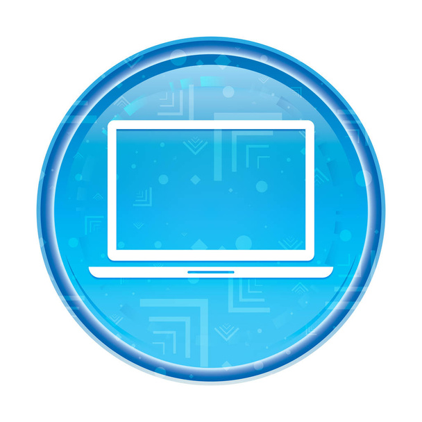 Icono del ordenador portátil floral azul botón redondo
 - Foto, Imagen