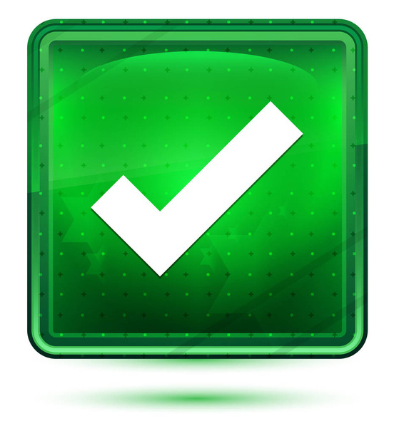 Osztásjel ikon Neonfény zöld négyzet gomb - Fotó, kép