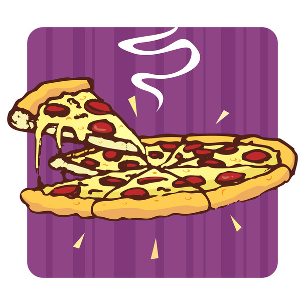 手描き下ろしペパロニのピザ - ベクター画像