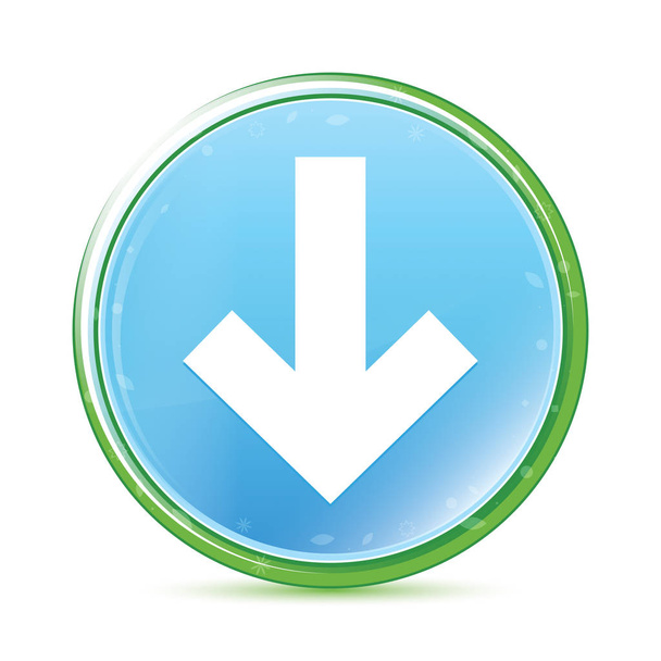 Abajo icono de flecha natural aqua cyan botón redondo azul
 - Foto, imagen