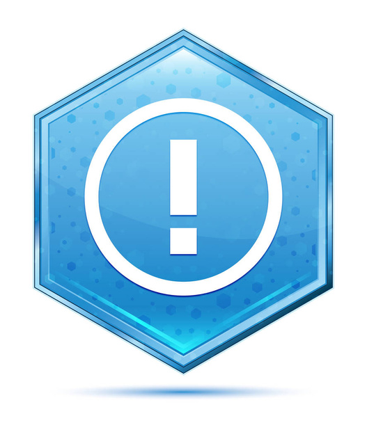 icono signo de exclamación botón hexágono azul cristal
 - Foto, imagen