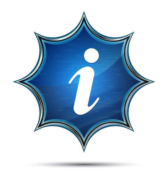 Info ikon mágikus üveges Sunburst kék gomb - Fotó, kép