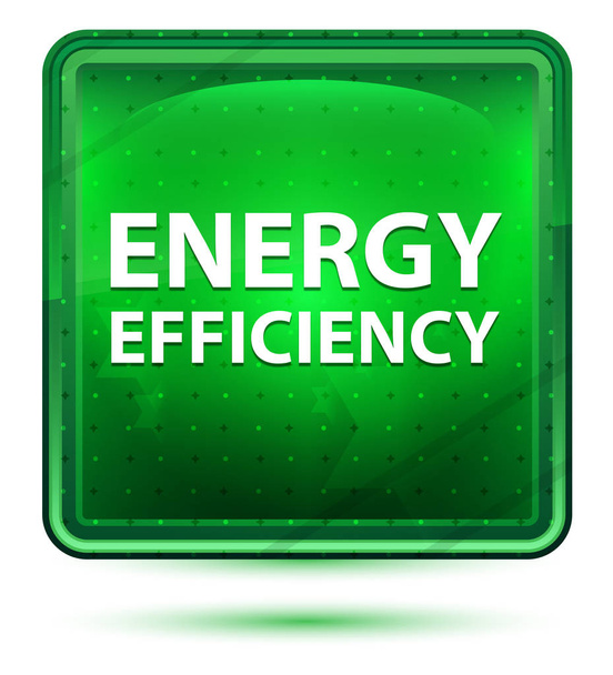 Energiahatékonysági neon Light zöld négyzet gomb - Fotó, kép