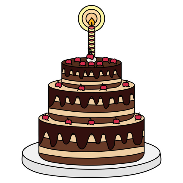 смачний солодкий торт з однією свічкою
 - Вектор, зображення