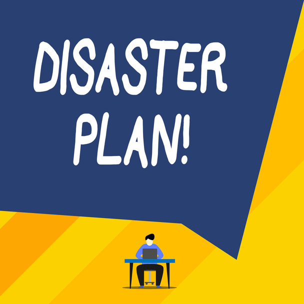 Conceptual hand writing showing Disaster Plan. Business photo showcasing outlines how an organization responds to an unplanned event. - Photo, Image