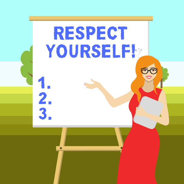 Conceptual hand writing showing Respect Yourself. Business photo text believing that you good and worthy being treated well. - Photo, Image