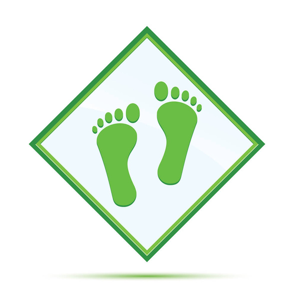 Mensch zwei Fußabdrücke Symbol moderne abstrakte grüne Diamant-Taste - Foto, Bild