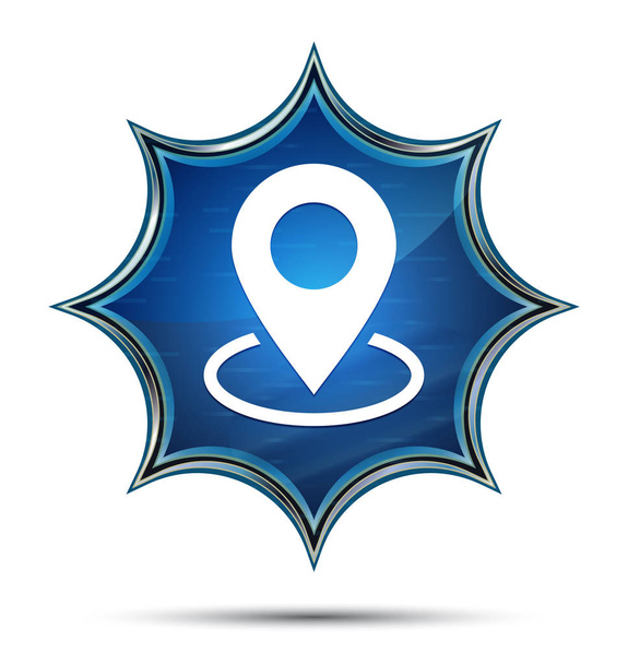 Mapa ícone de ponto mágico sunburst vítreo botão azul
 - Foto, Imagem