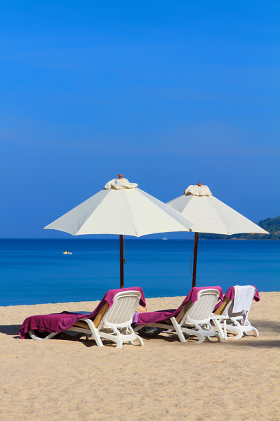 Beach Umbrella and chairs on the beach - Фото, зображення