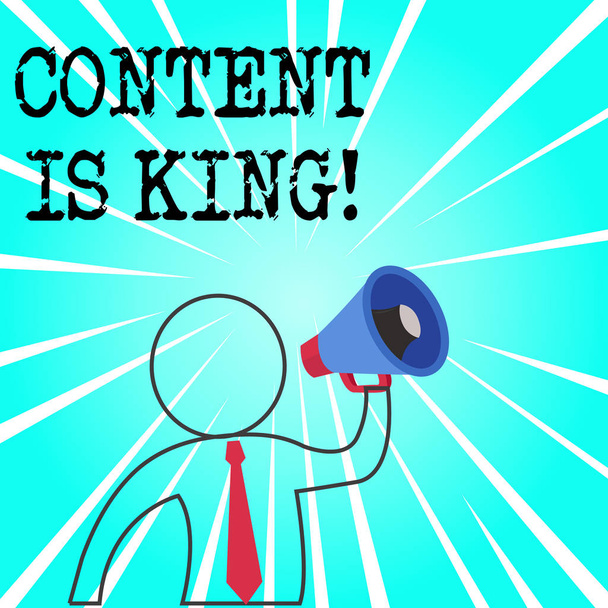 Word scrittura del testo Content Is King. Concetto di business per il marketing focalizzato crescente visibilità risultati di ricerca non pagati
. - Foto, immagini