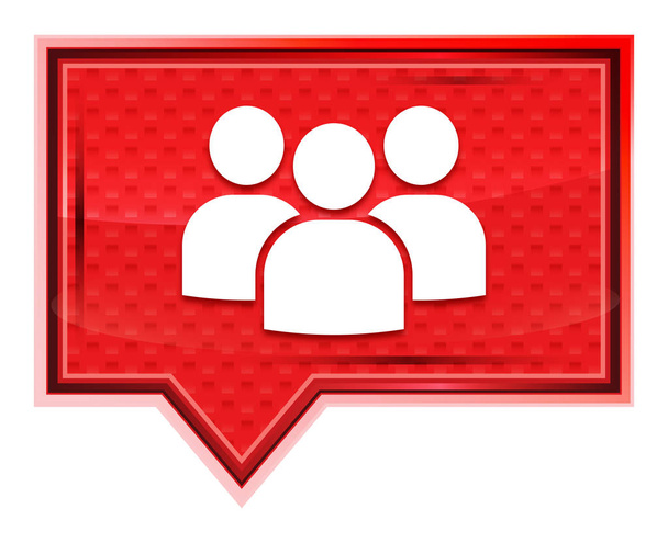 Ikona grupy użytkowników mglisty różowy przycisk banner - Zdjęcie, obraz