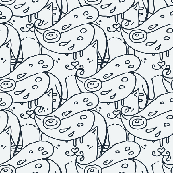 Seamless doodle pattern with cute elements - Vetor, Imagem