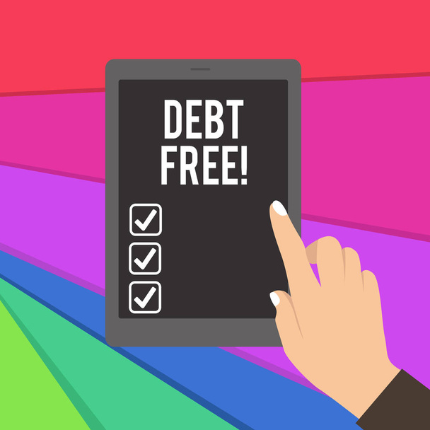 Szöveges jel mutatja adósság Free. Fogalmi fotó nem birtokló pénzt, vagy dolgokat semmilyen egyén vagy vállalat. - Fotó, kép