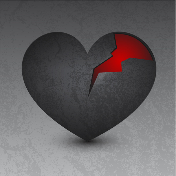 Векторная иллюстрация разбитого черного сердца
 - Вектор,изображение