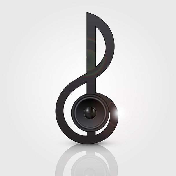 Vector abstract treble clef with speaker. - Vector, Image