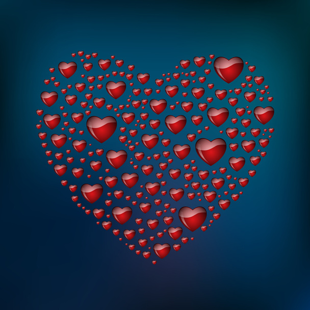 Abstract heart from hearts. Vector background. - Vector, Image