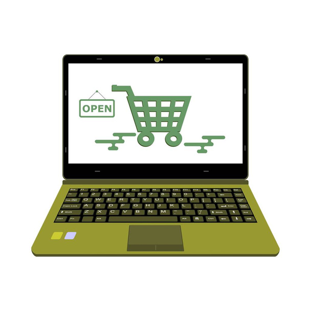 Laptop-Vektor für die Zahlung im Online-Shop - Vektor, Bild