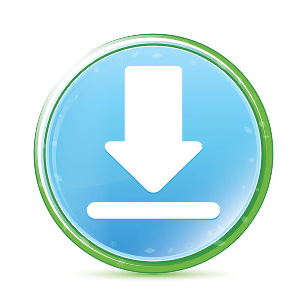 Download icon natural aqua cyan blue round button - Photo, Image