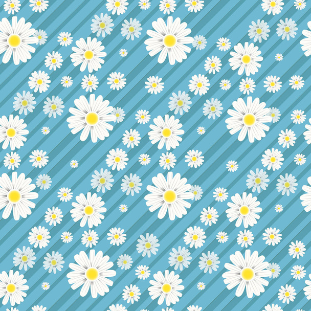 Seamless background with daisy flowers on black. Vector illustration - Vettoriali, immagini