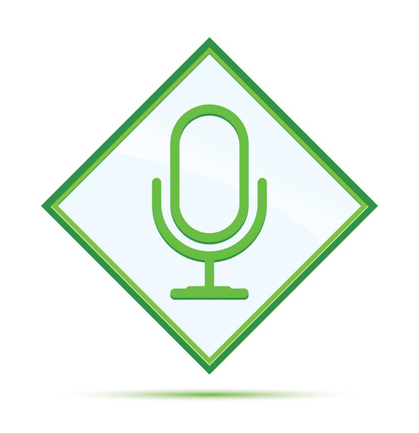 icono del micrófono abstracto moderno botón de diamante verde
 - Foto, imagen