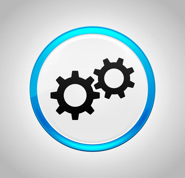 Settings process icon round blue push button - Photo, Image