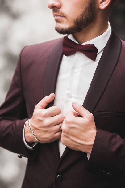 Groom wearing bow-tie close-up - Photo, Image