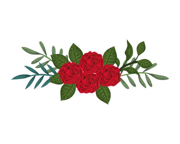 beautiful roses and leafs decoration - Vettoriali, immagini