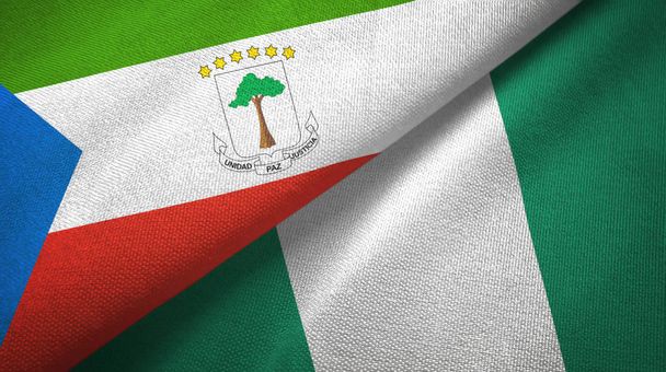 Equatorial Guinea and Nigeria two flags textile cloth, fabric texture - Photo, Image