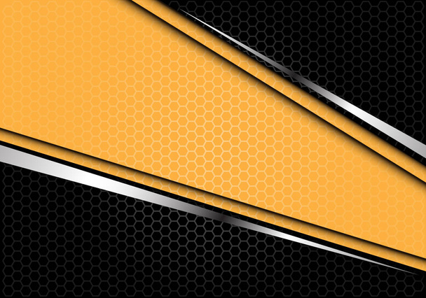 Astratto giallo argento linea banner su nero esagono maglia modello design moderno futuristico sfondo vettoriale illustrazione
. - Vettoriali, immagini