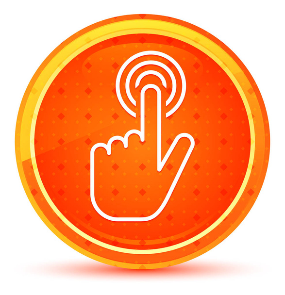 Hand cursor click icon natural orange round button - Photo, Image