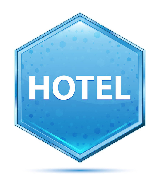 Hotelkristall blauer Sechskant-Knopf - Foto, Bild